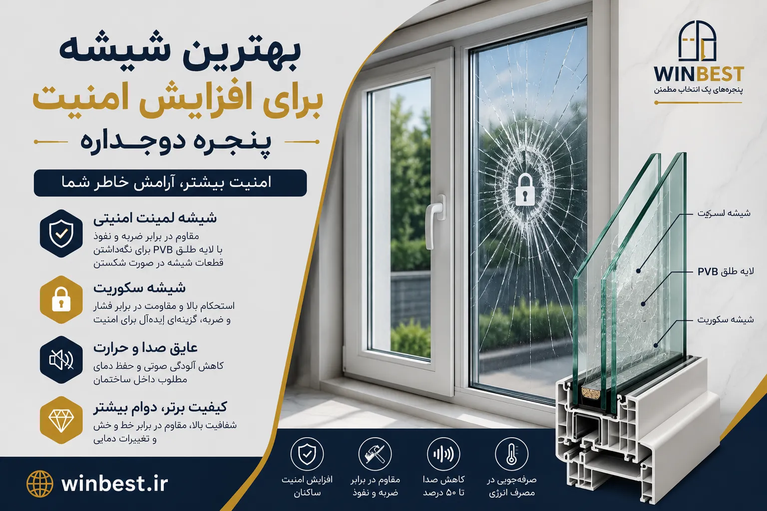 شیشه ضد سرقت پنجره دوجداره
